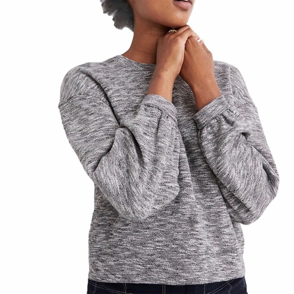 Madewell Textured Crewneck Sweatshirt Size Small Gray Slub Knit - Picture 1 of 10